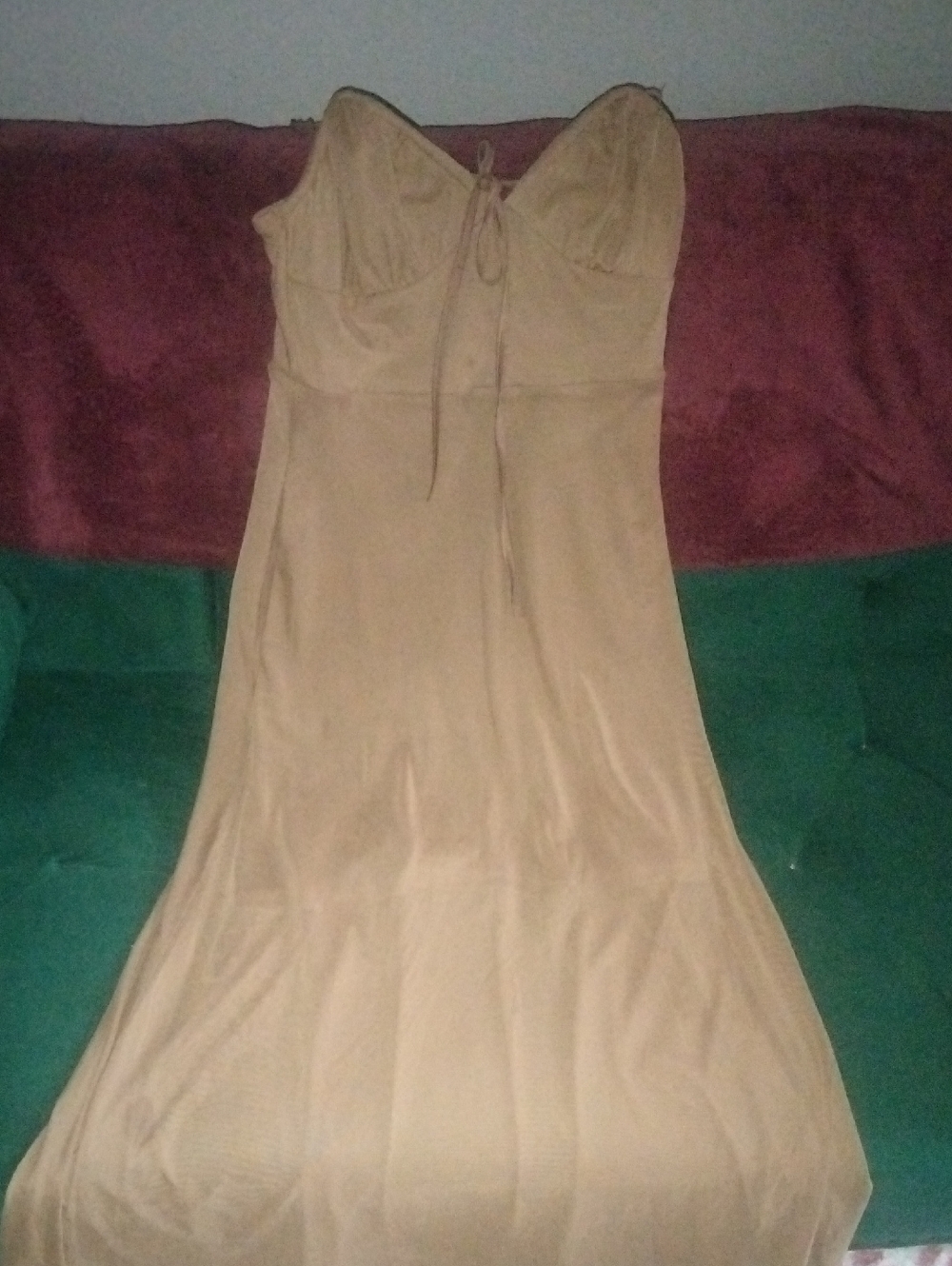 Women’s Tan Maxi Dress with Tie Front